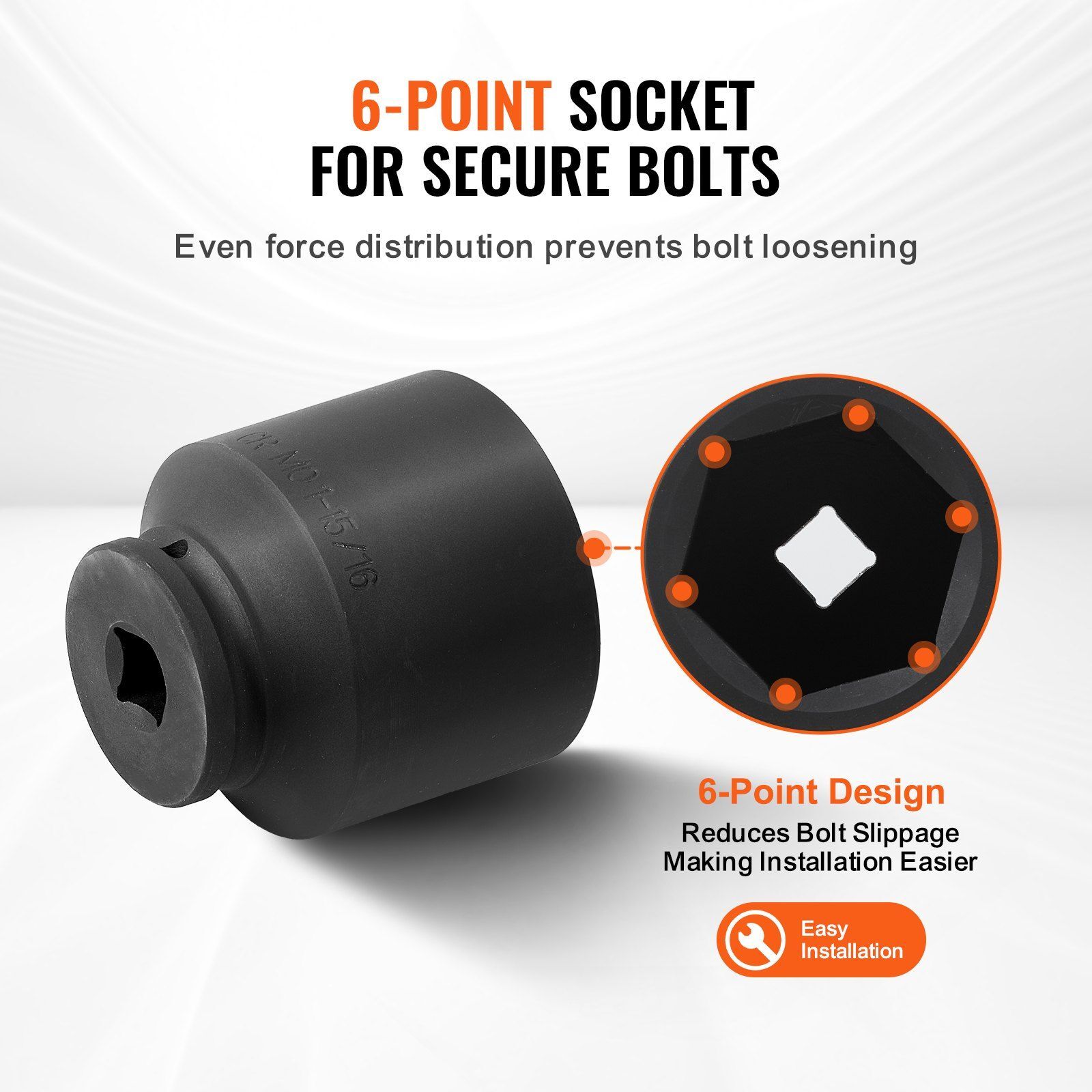 Axle Nut Impact Socket Set 1/2" Drive 6-Point 4PCS SAE Spindle Nut Socket