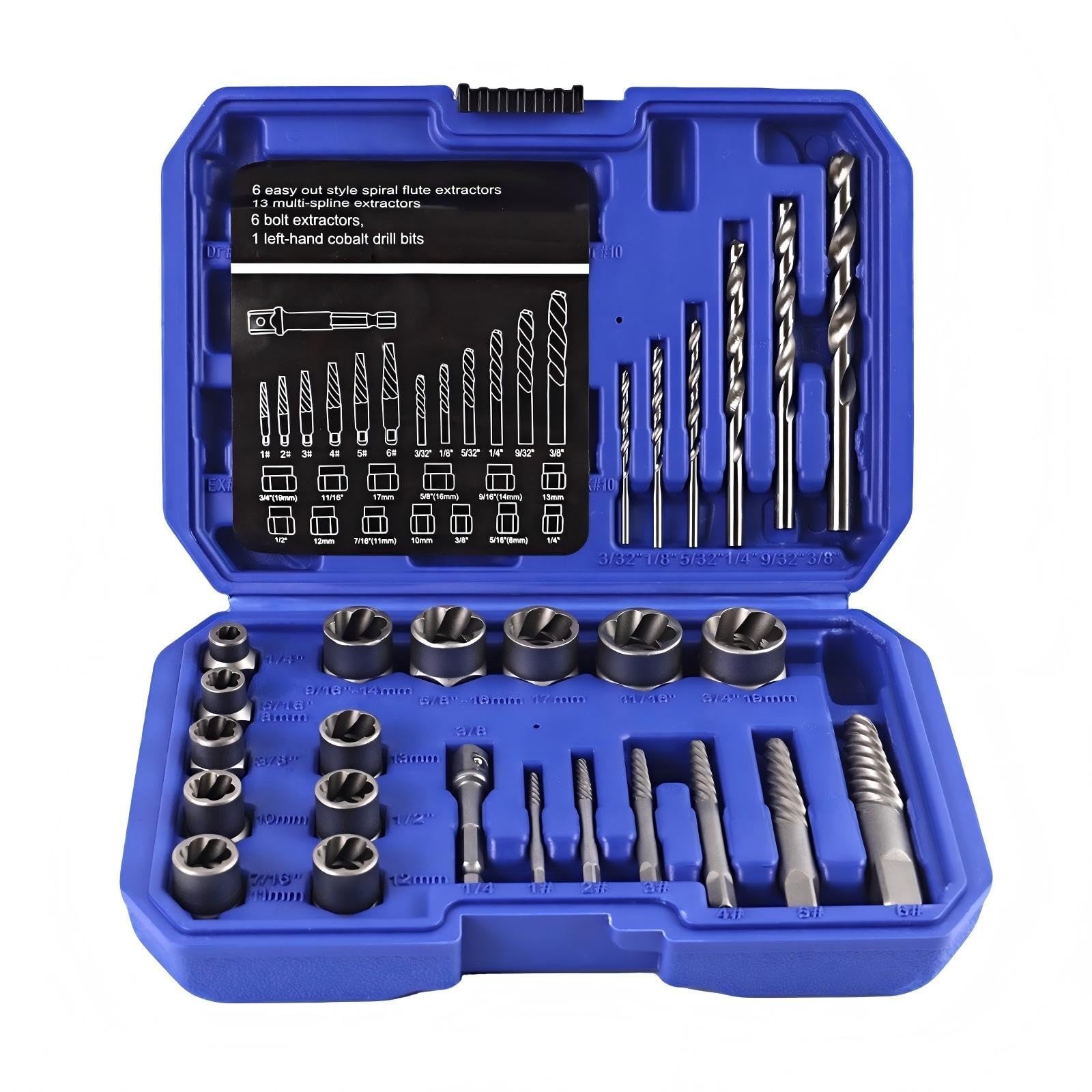 26 Piece Damaged Screw & Bolt Extractor Set,Stripped Broken Bolt Remover Kit ...
