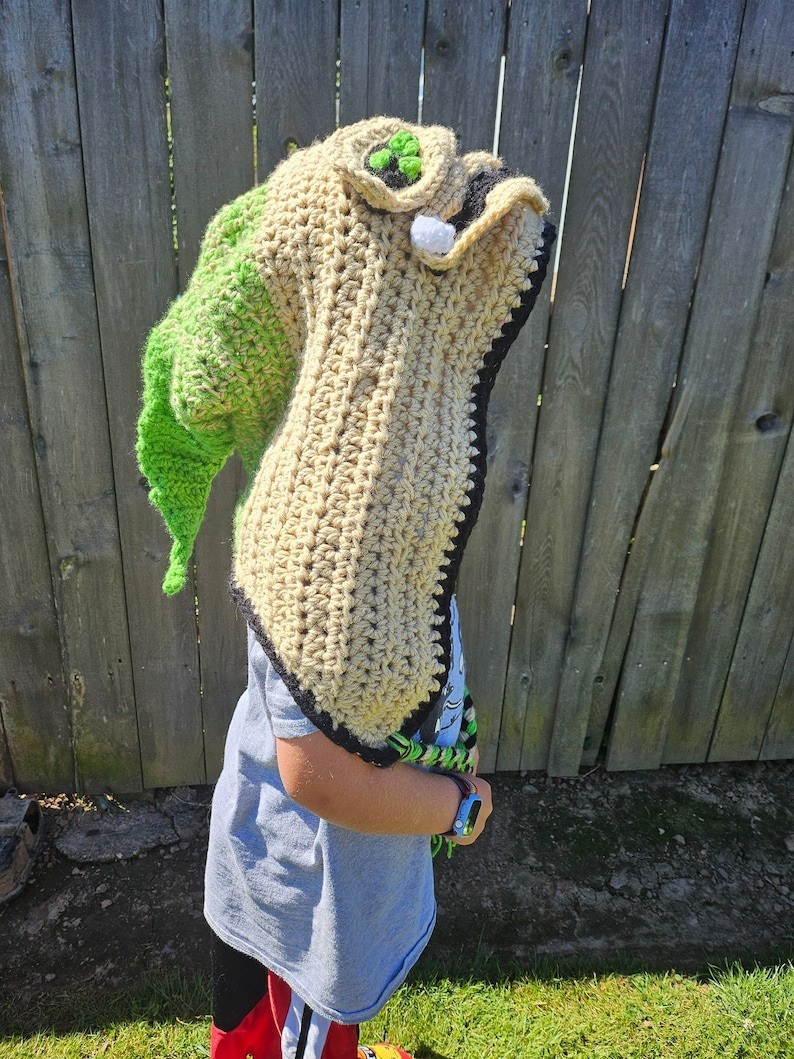 Hand Crocheted Oogie Boogie Burlap Chap Hooded Hat