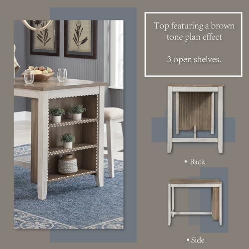 Skempton 3 Piece Counter Height Dining Set, Includes Table and 2 Whitewash