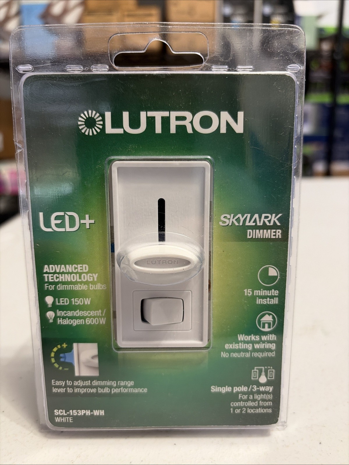 Lutron SCL-153PH-WH Skylark Light Almond 120V 3-Way LED Slide Light Dimmer