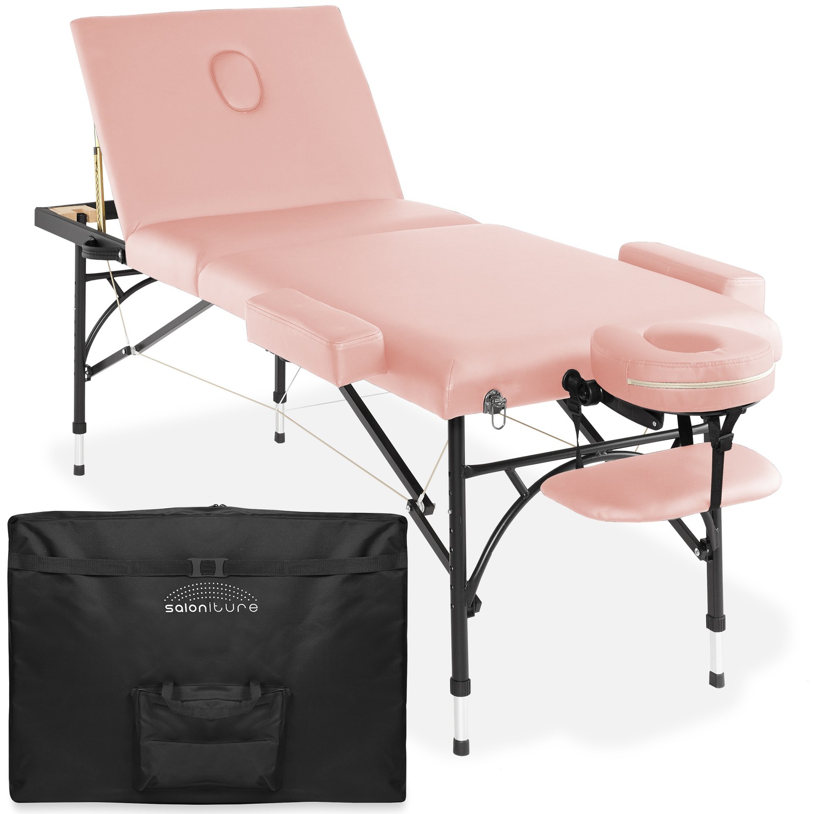 OPEN BOX - Portable Massage Table - Tri-Fold, Aluminum Legs & Case - Pink