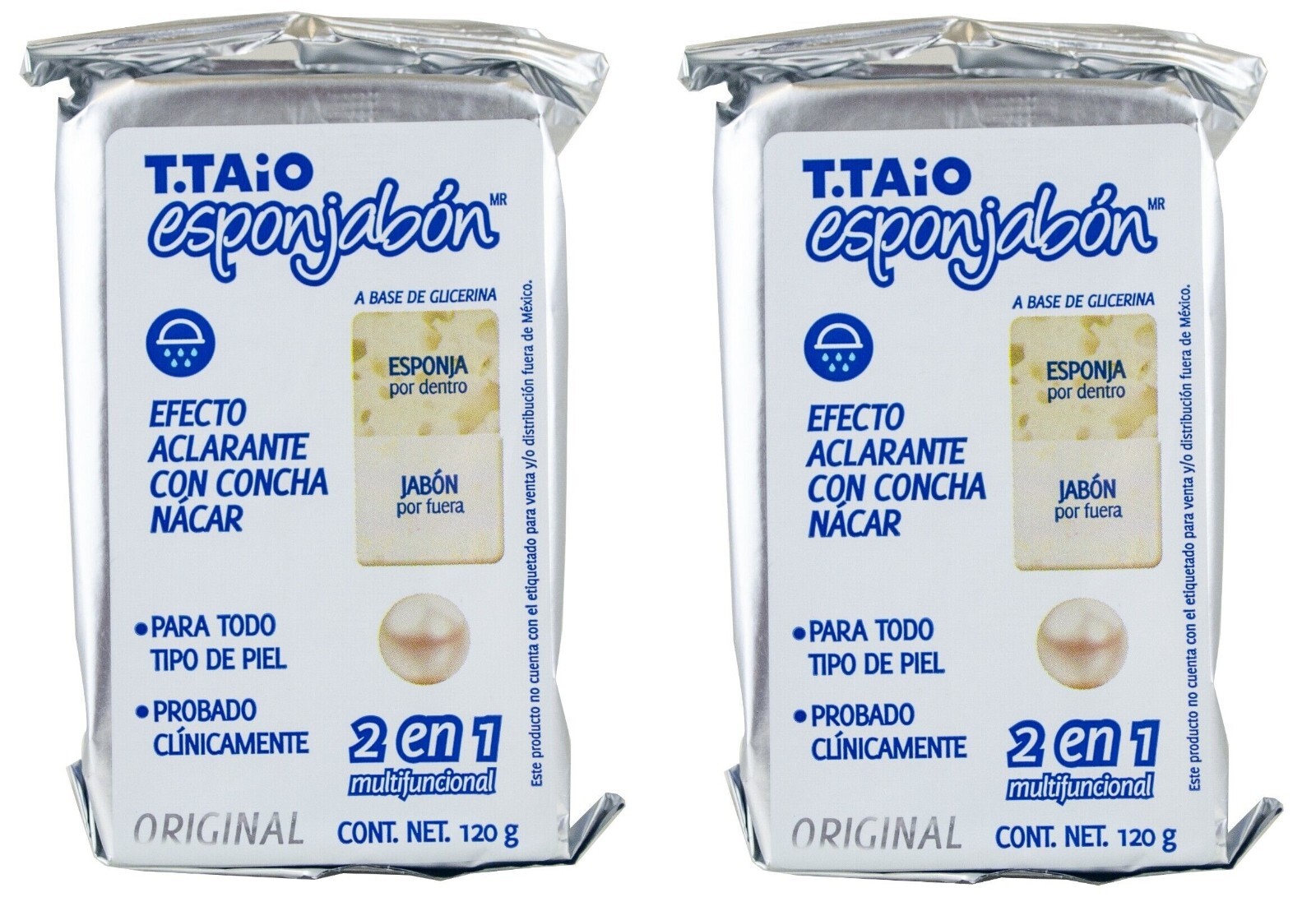 T. Taio  Esponjabon Mother Of Pearl Exfoliating Sponge / Concha Nacar (2 PACK)