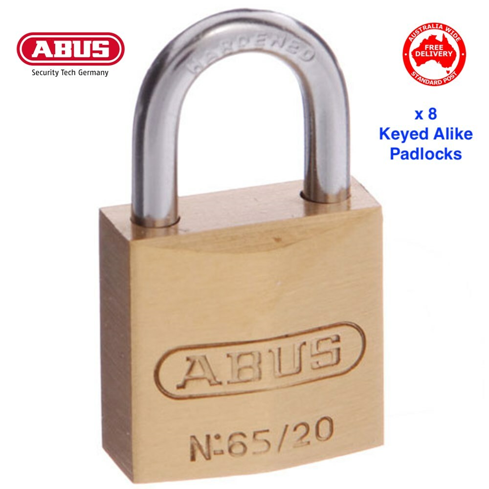 ABUS 20mm Padlocks-X 8 KEYED ALIKE Padlock Hardened Steel Shackles-Free Postage