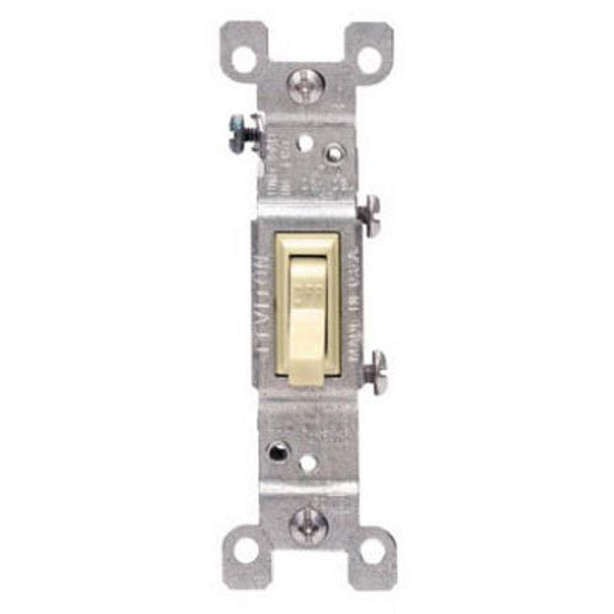 Leviton 15 Amp, 120 Volt, Toggle Framed 3-Way AC Quiet Switch, 1 Pack, Ivory