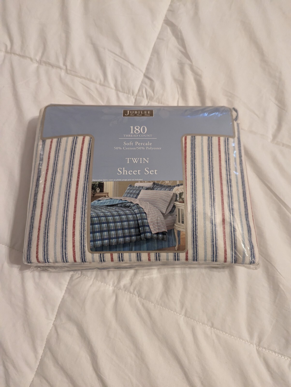 Jubilee Percale Twin Size Sheet Set - Brand New - Soft Percale 180 Thread Count