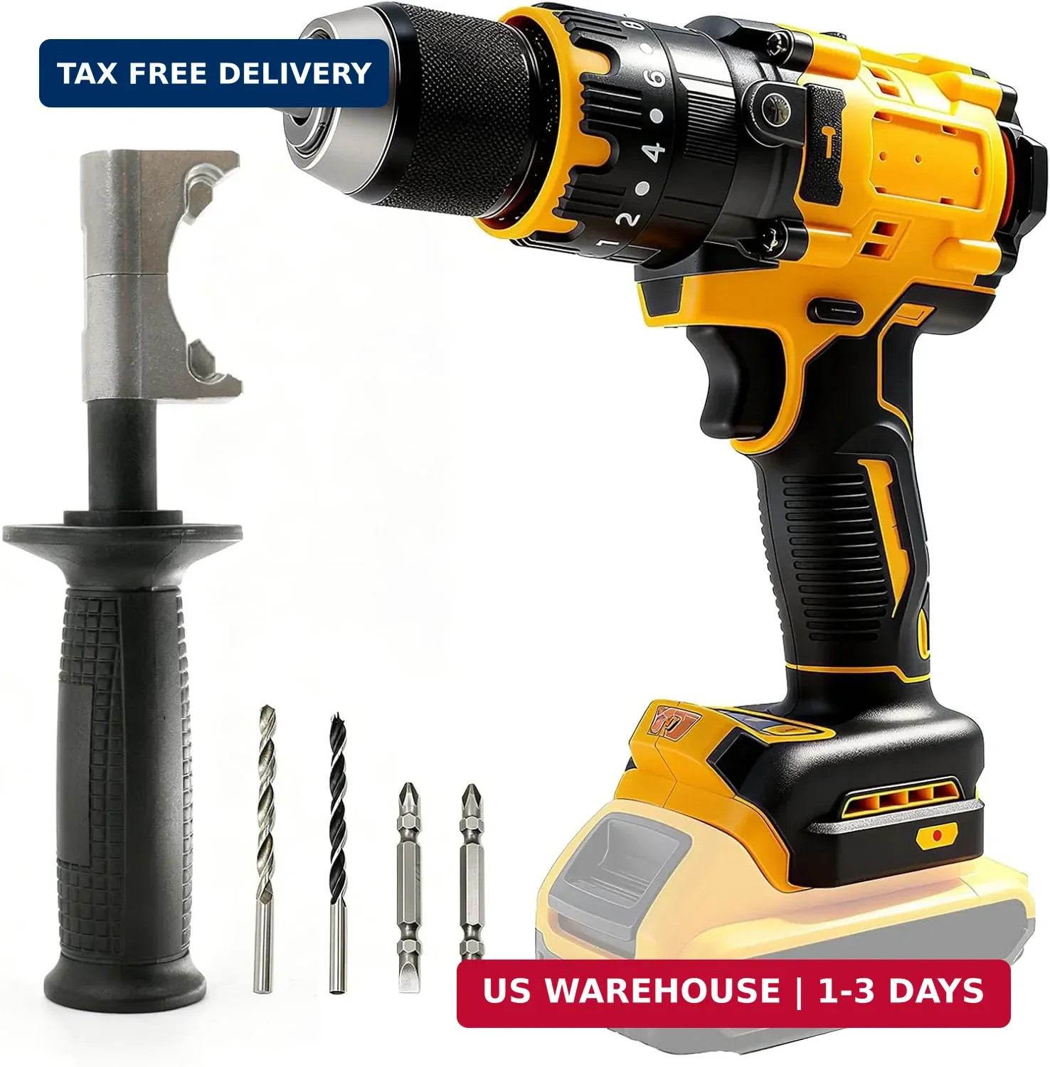 Cordless Brushless Hammer Drill, Compatible with DeWalt 20V Max Lithium Battery