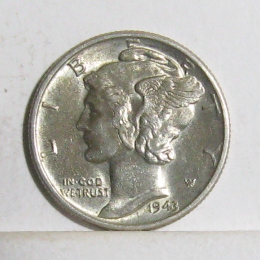 1943-P MERCURY DIME  AU+++  Details. $1.75 ebay Shipping available