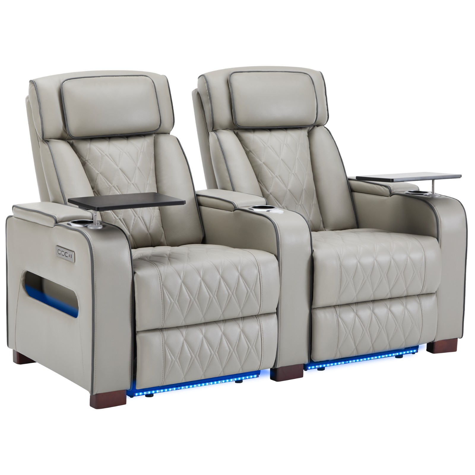 Home Theater Seating Power Recline Sofa With Powered Headrests, Table