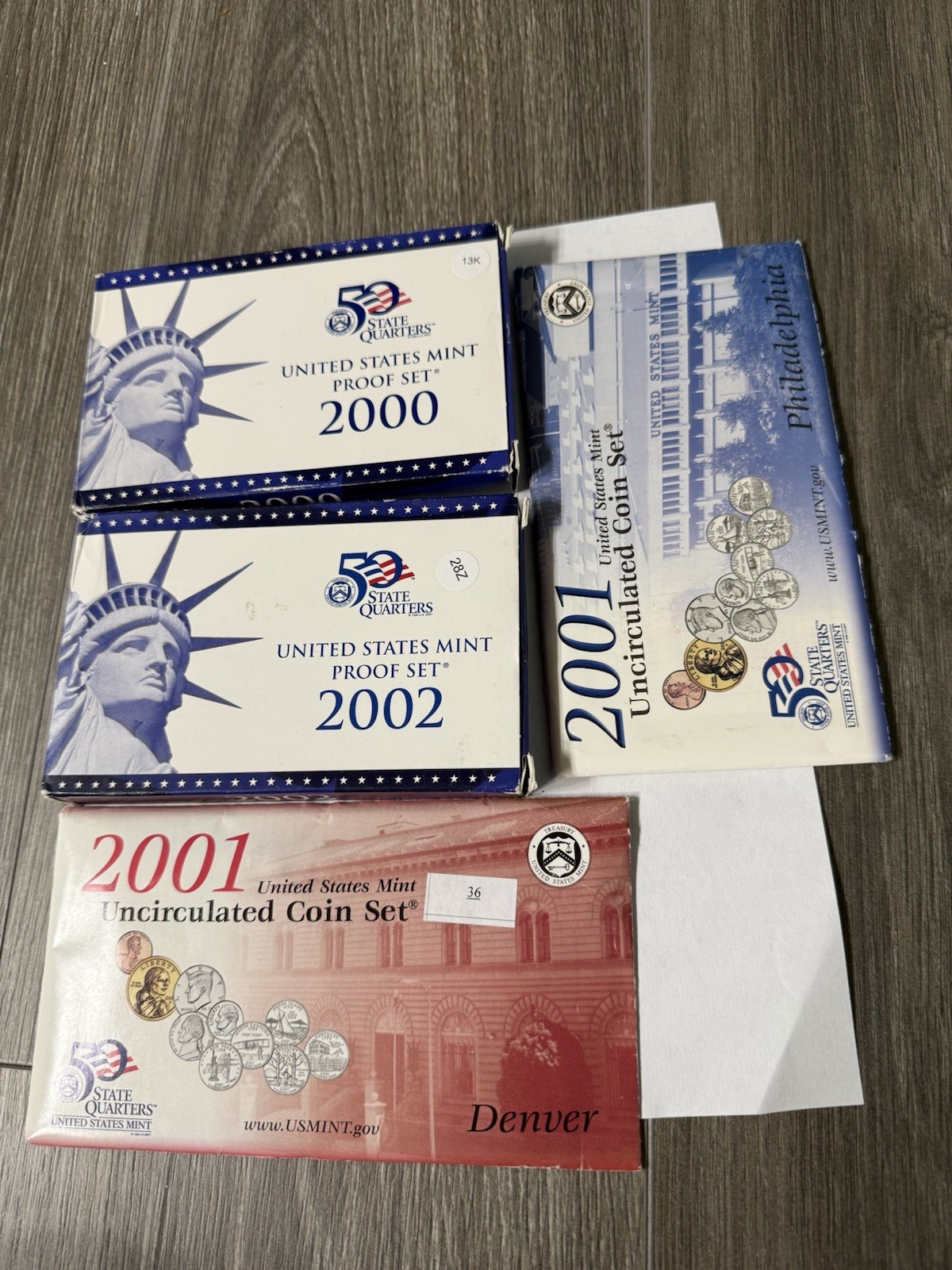 Lot Of 2000, 2001, 2002 Uncirculated U.S. Mint Coin & Proof Sets State Quarters