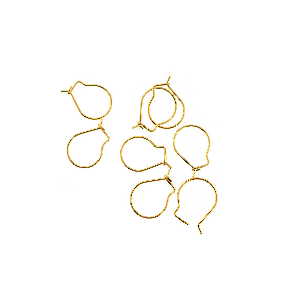 Gold Tone Stainless Steel Earrings - Kidney Style Hooks 18mm - 4 Pieces - FD890