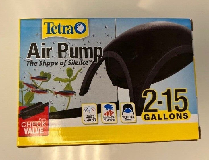 Tetra Aquarium Air Pump 2-15 Gallons W Check Valve Quiet - 40dB