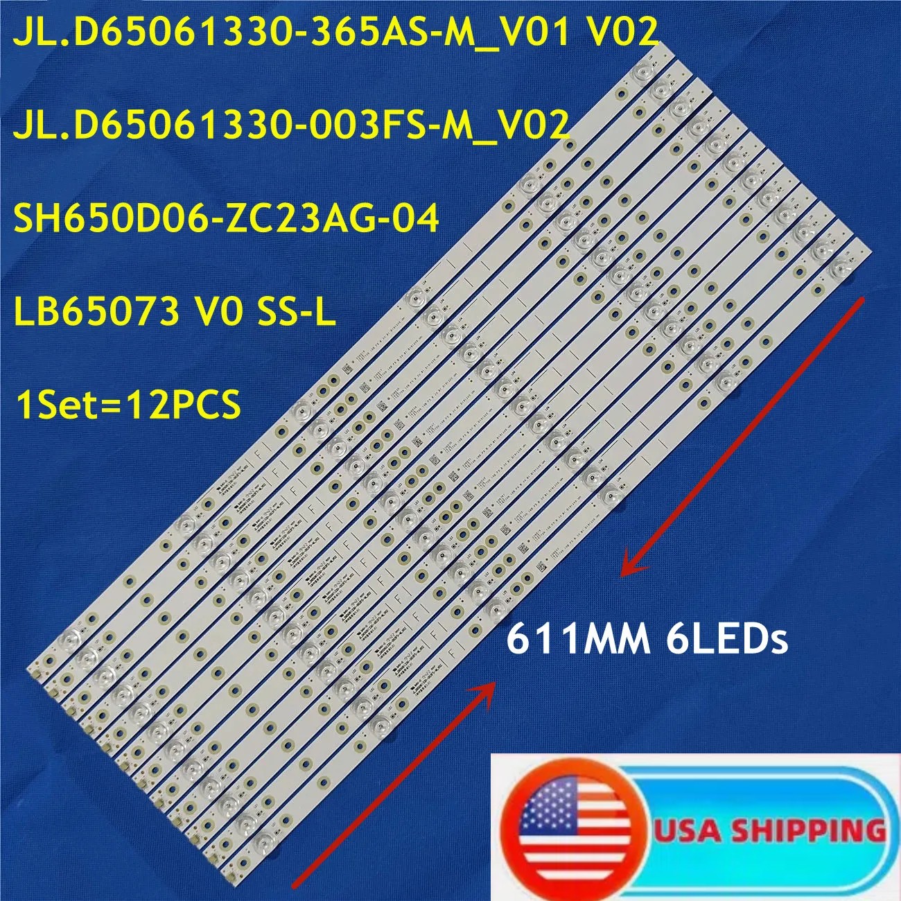 LED Backlight Strips For Hisense 65R6070E 65H6080E 65H6E 65R6E LB65073