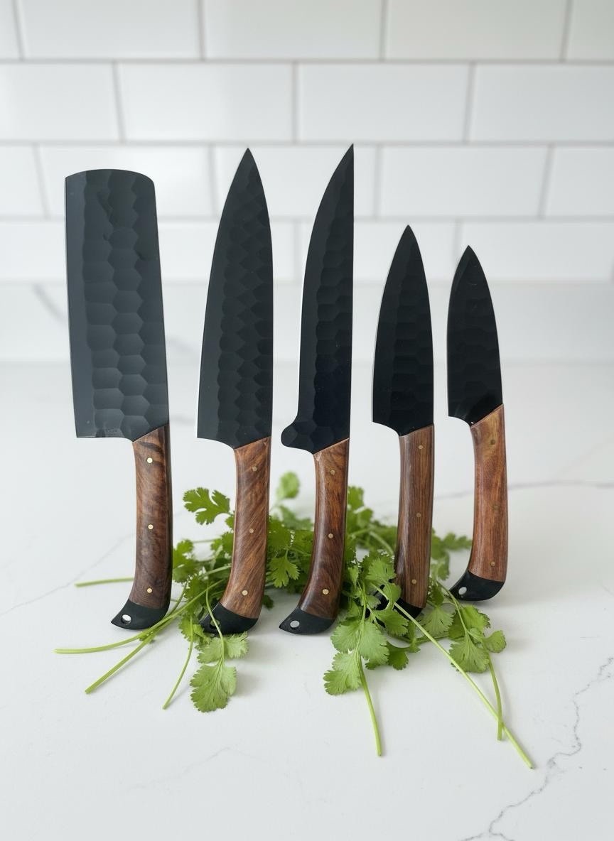Custom Handmade forged Steel blade chef knife kitchen knife 5 knife set