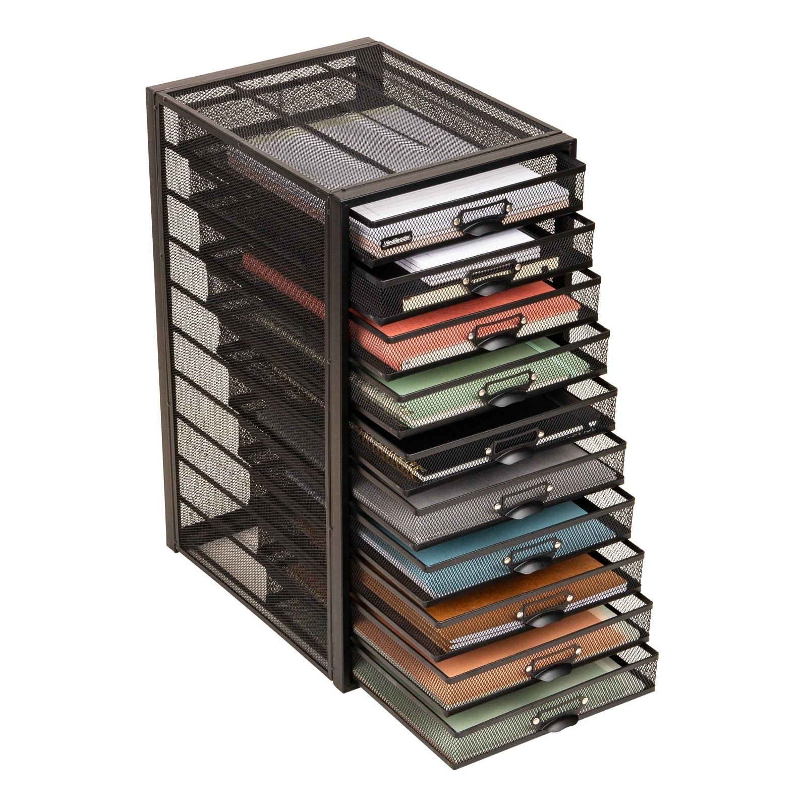 10-Drawer Desk Organizer for Office Supplies, Crafts, Mail Sorting - Metal Mesh,
