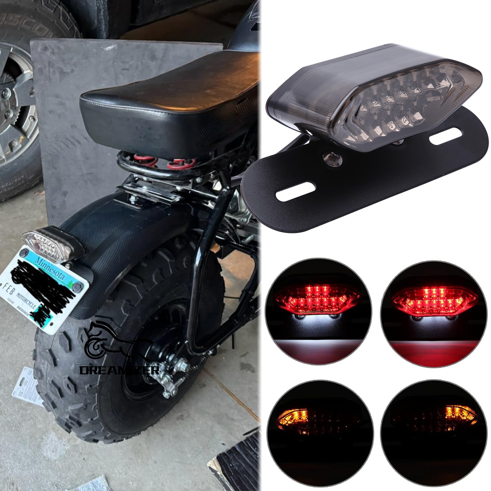 For Coleman 200 Mini Bike License Plate Turn Signal LED Brake Rear Tail Light