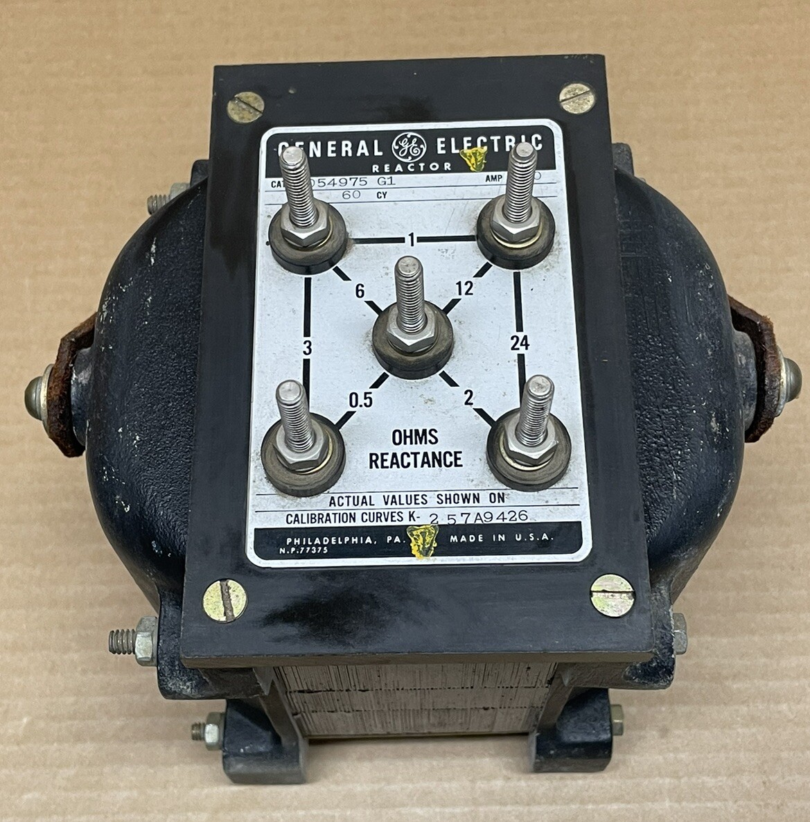 Vtg General Electric GE Reactor 6054975 G1 Ohms Reactance 10 amp 257A9426 USA