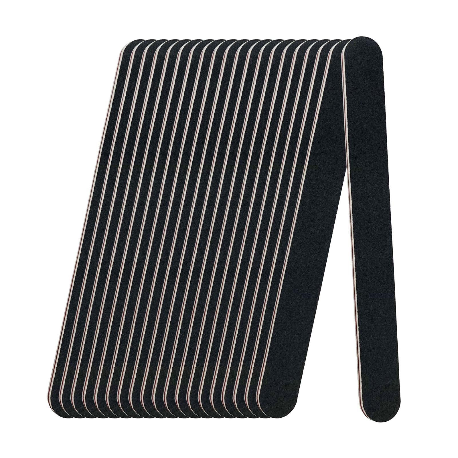 20 Pack 100/180 Grit Nail Files Black Professional Reusable Emery Boards Nail