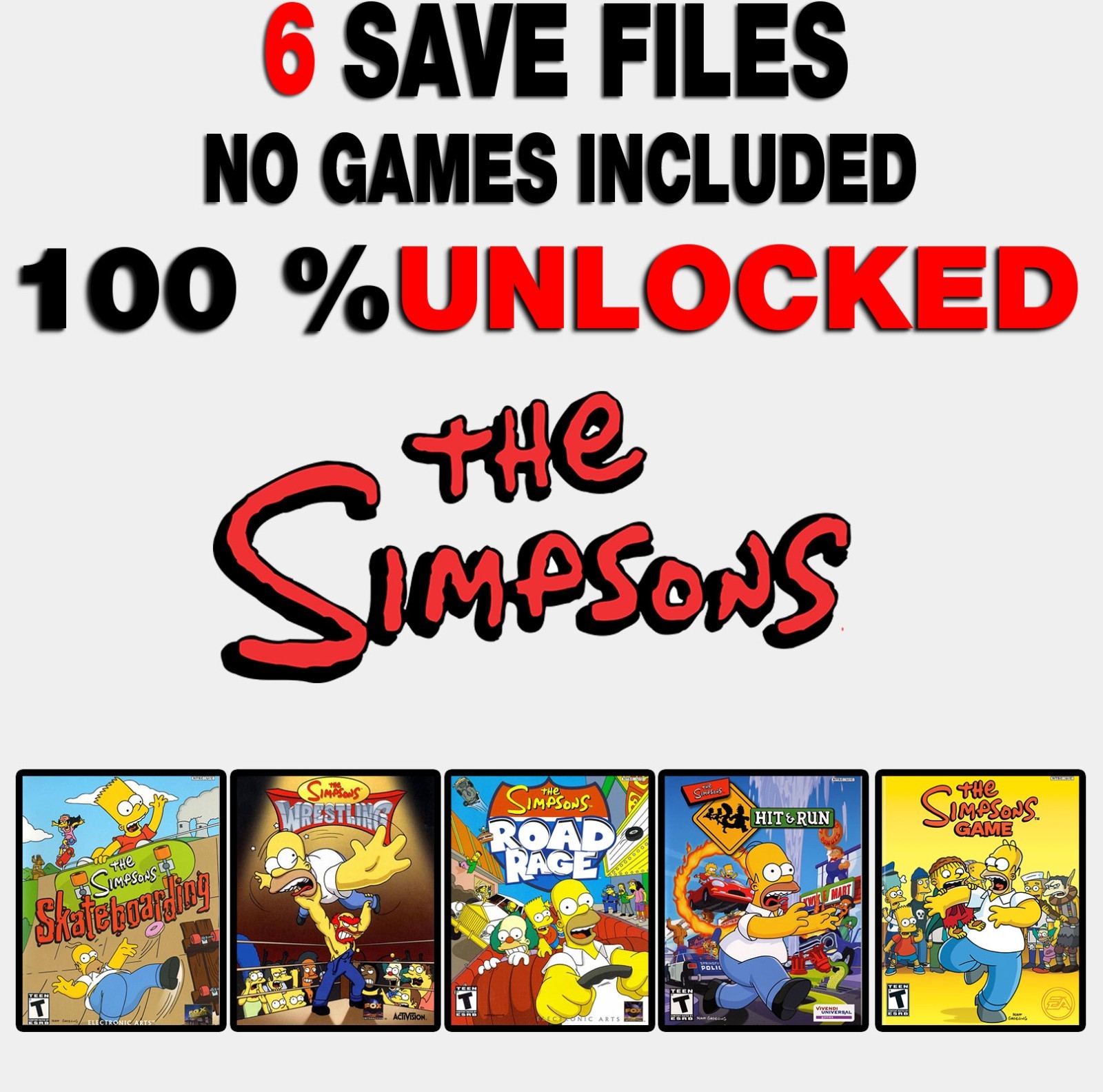 Simpsons PS2 Memory Card Save Files | Hit & Run 100% | PS2 Unlocked Save 100%