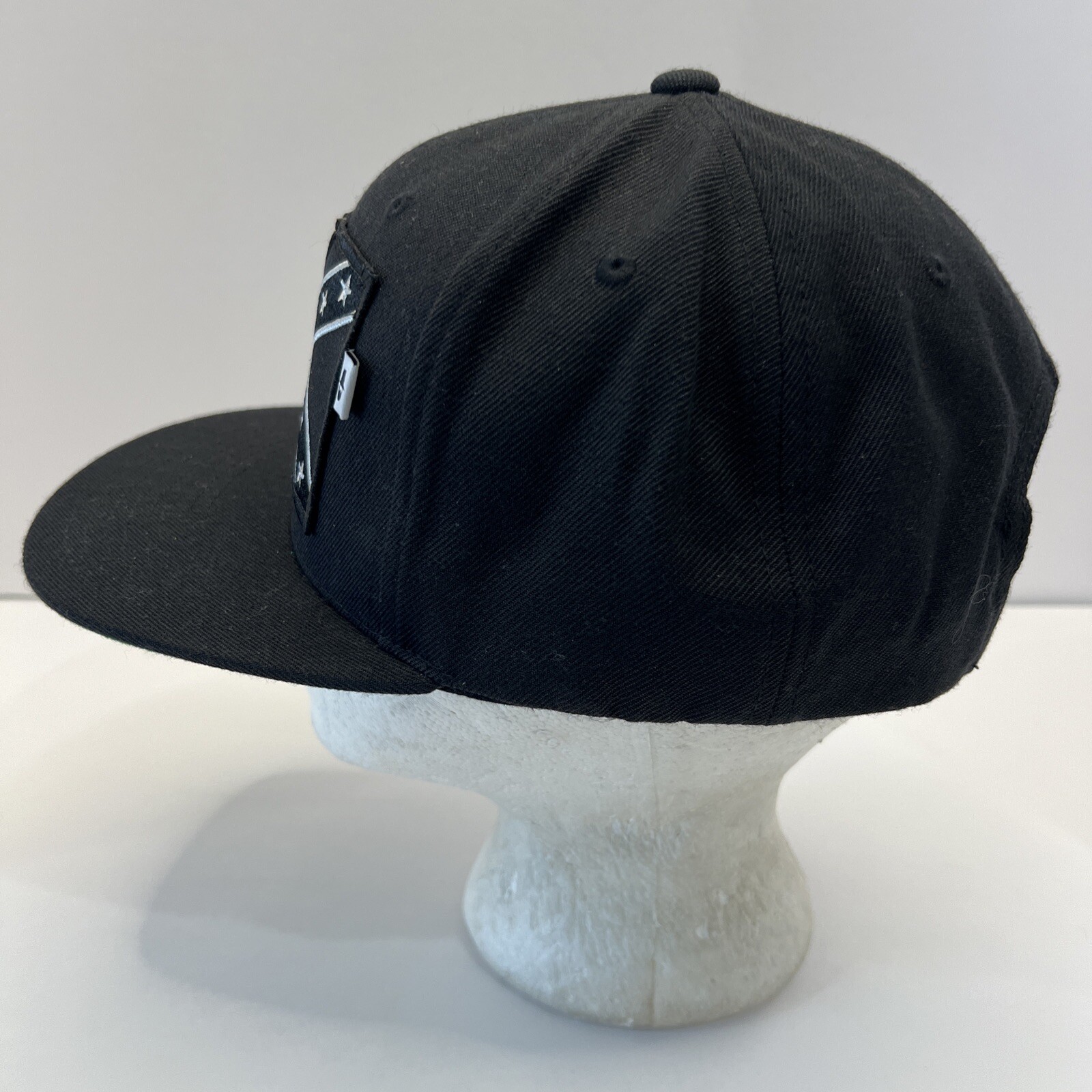 Black & White X Flag on Black Hat Cap Made in John’s County. Snapback