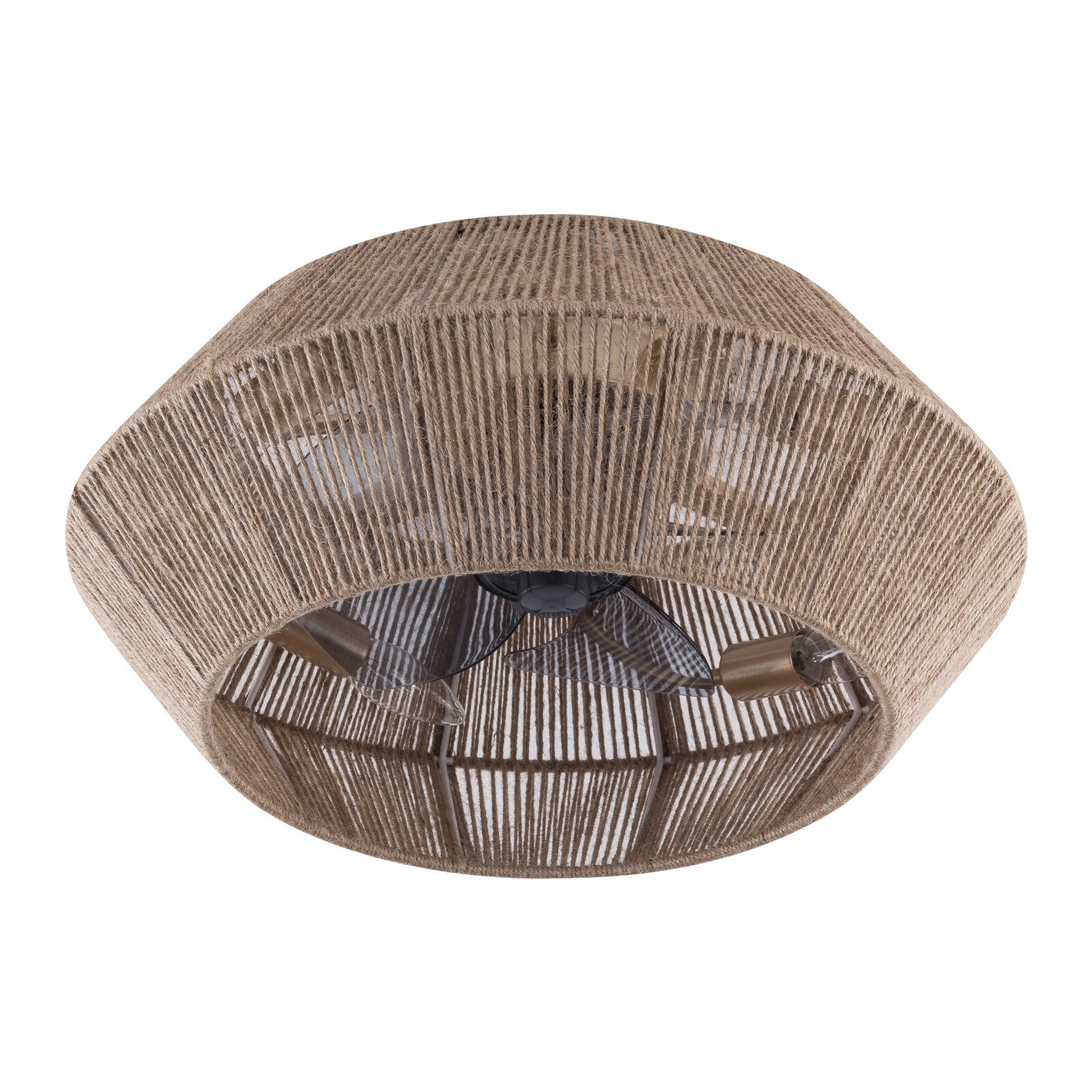 Boho Ceiling Fan Rattan Caged Flush Mount Fan Light +Remote Control Ceiling Fan