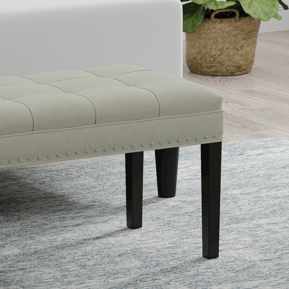 46" Upholstered Bench with Nailhead Trim - Beige