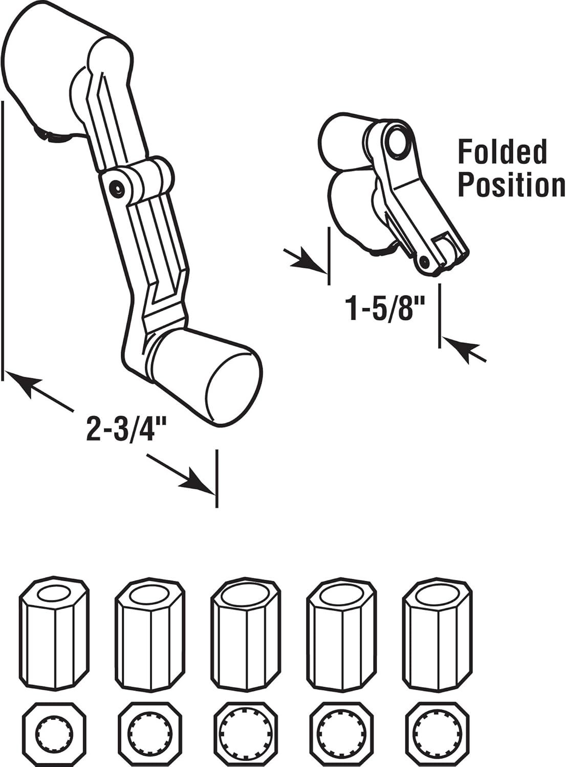 Modern Diecast Window Crank Handle - Folding Design for Enhanced Functionality\