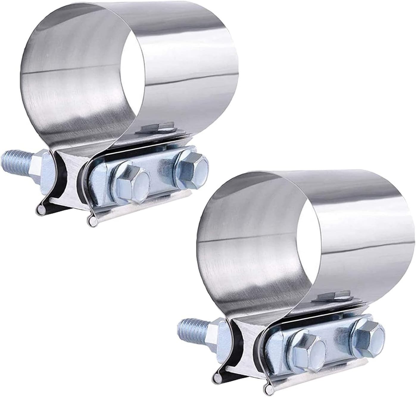 2Pcs 1.5inch Butt Joint Exhaust Band Clamp Stainless Steel Exhaust Muffler 40MM