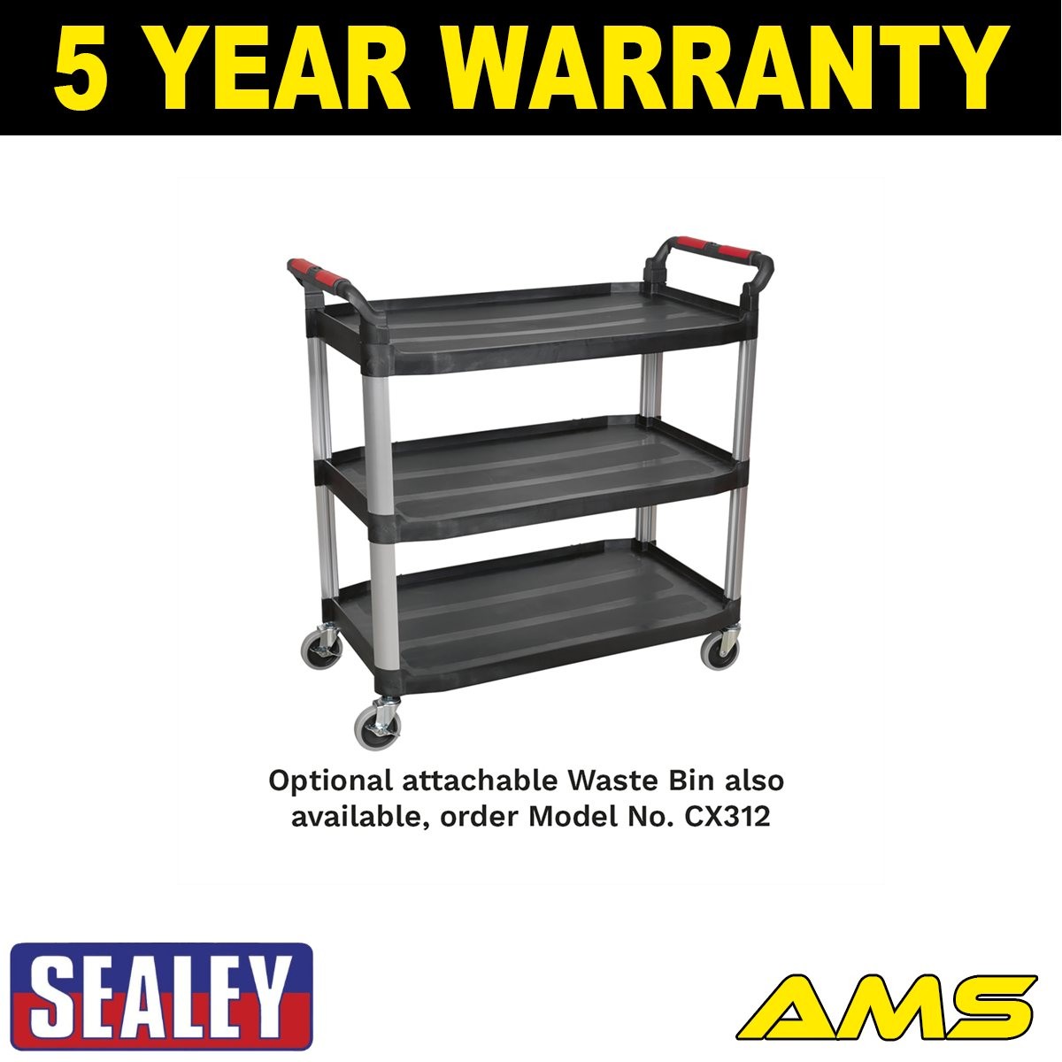 Sealey Composite Workshop Trolley 3-Level/3 Wall CX310
