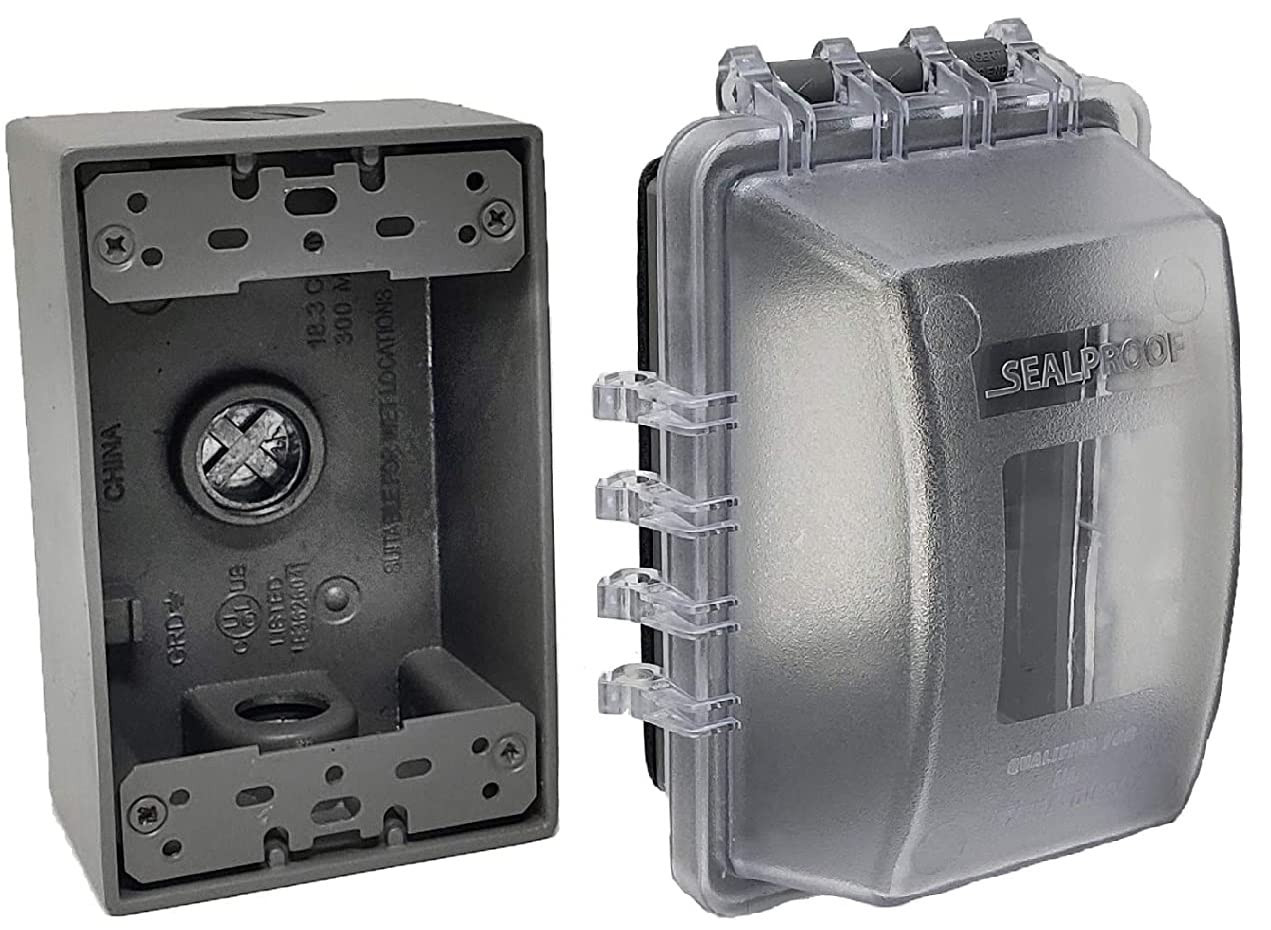 Sealproof 1-Gang Weatherproof Exterior in Use Outlet Cover and Box Kit - Metalli