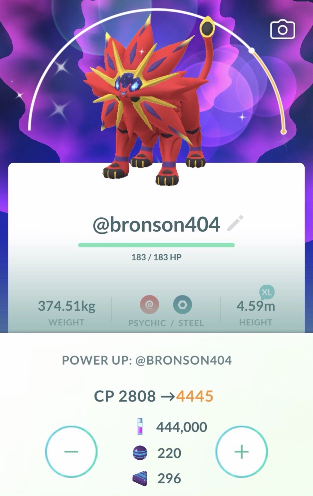 Shiny Solgaleo (Level 50 + 3 Move) ✨ MasterLeague✨ 1M SD