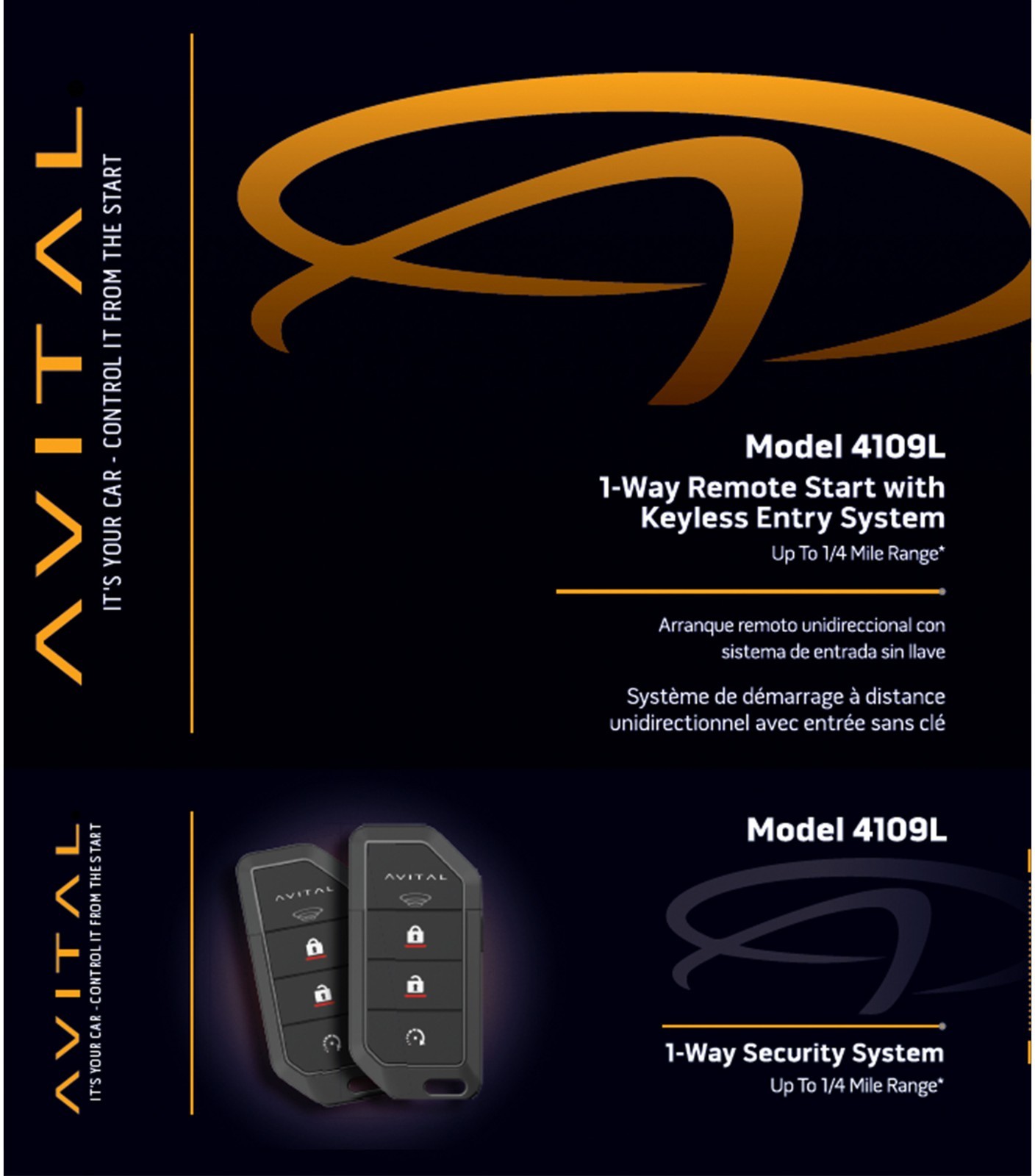 Avital 4109L 1-Way Vehicle Remote Start System with Keyless Entry