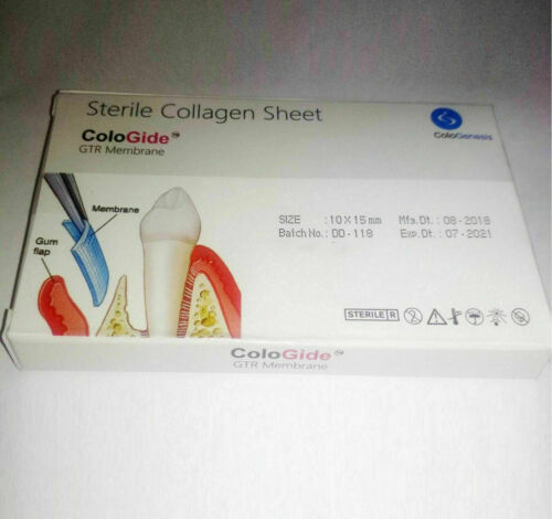Pack of 10 Colo Gide Sterile Collagen Sheet GTR Membrane 10x15mm USA Tariff Paid