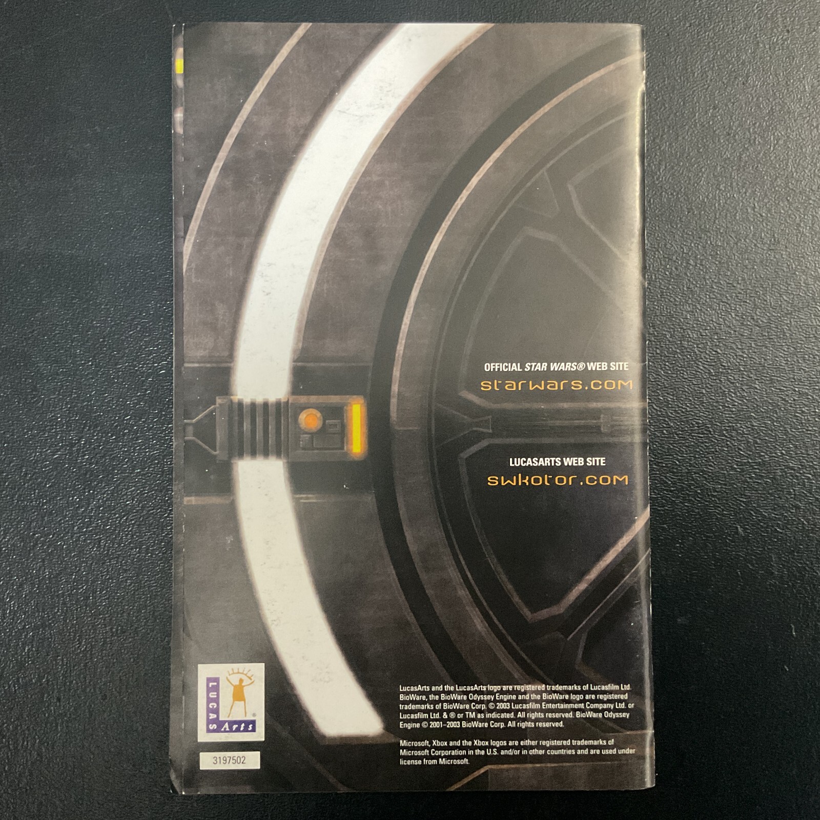 Star Wars Knight Old Republic 1 Microsoft XBOX Instruction Manual Only