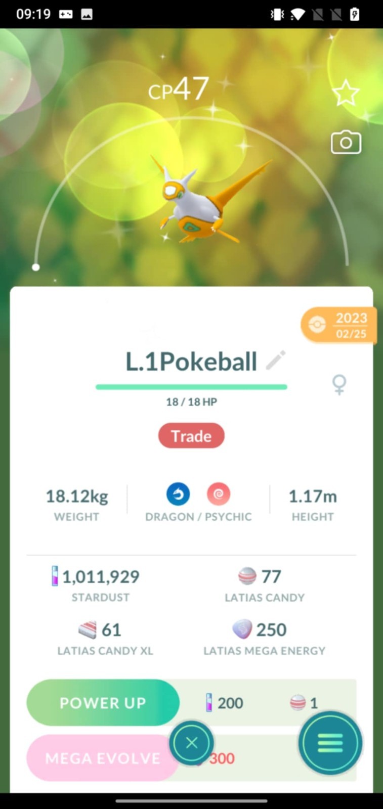 Pokémon GO Shiny Latias ✨Rare level 1 wild catches ✨ Collector's item