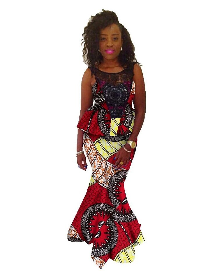 Custom Made African Skirt/Blouse, Medium, 100% Cotton