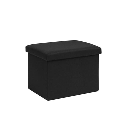 Folding Storage Ottoman Cube Ottomans for Living Linen Black 16.5"x12.6"x12.6"