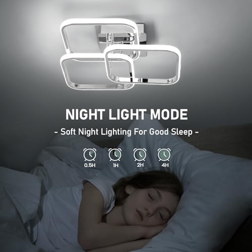 Modern Ceiling Light,Dimmable LED Ceiling Light Fixtures with Remote Chrome
