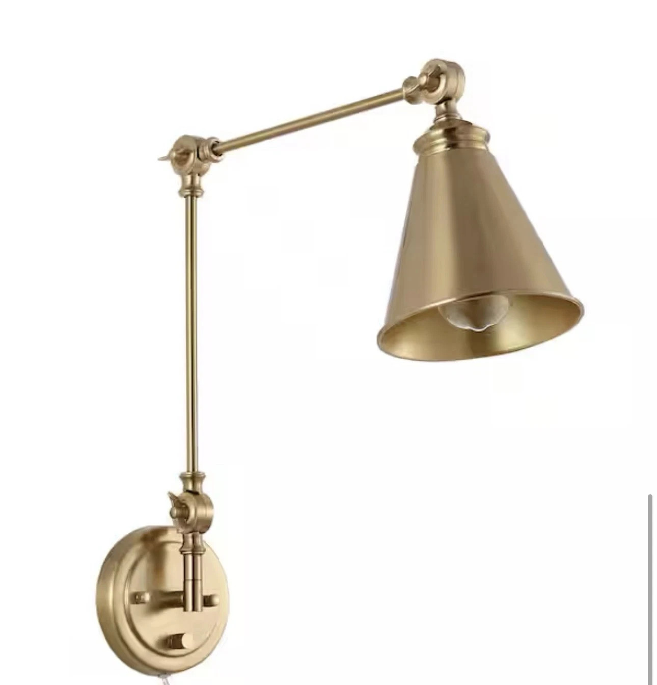 MLiAN Vintage 28 in. Adjustable Swing Arm Wall Lamp Foldable Gold Wall Light