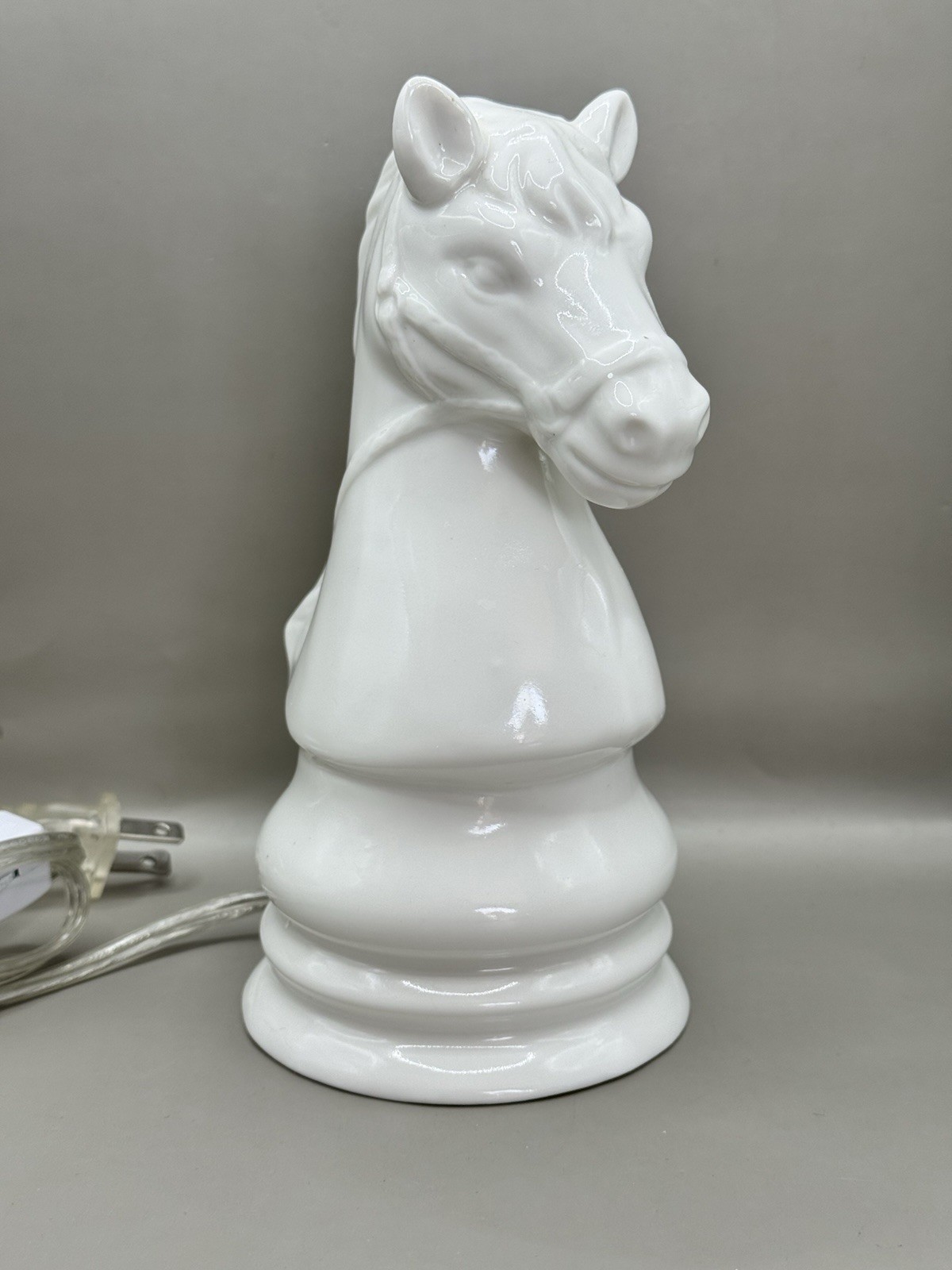 Horse White Knight Ceramic Chess Piece Night Light Accent Lamp