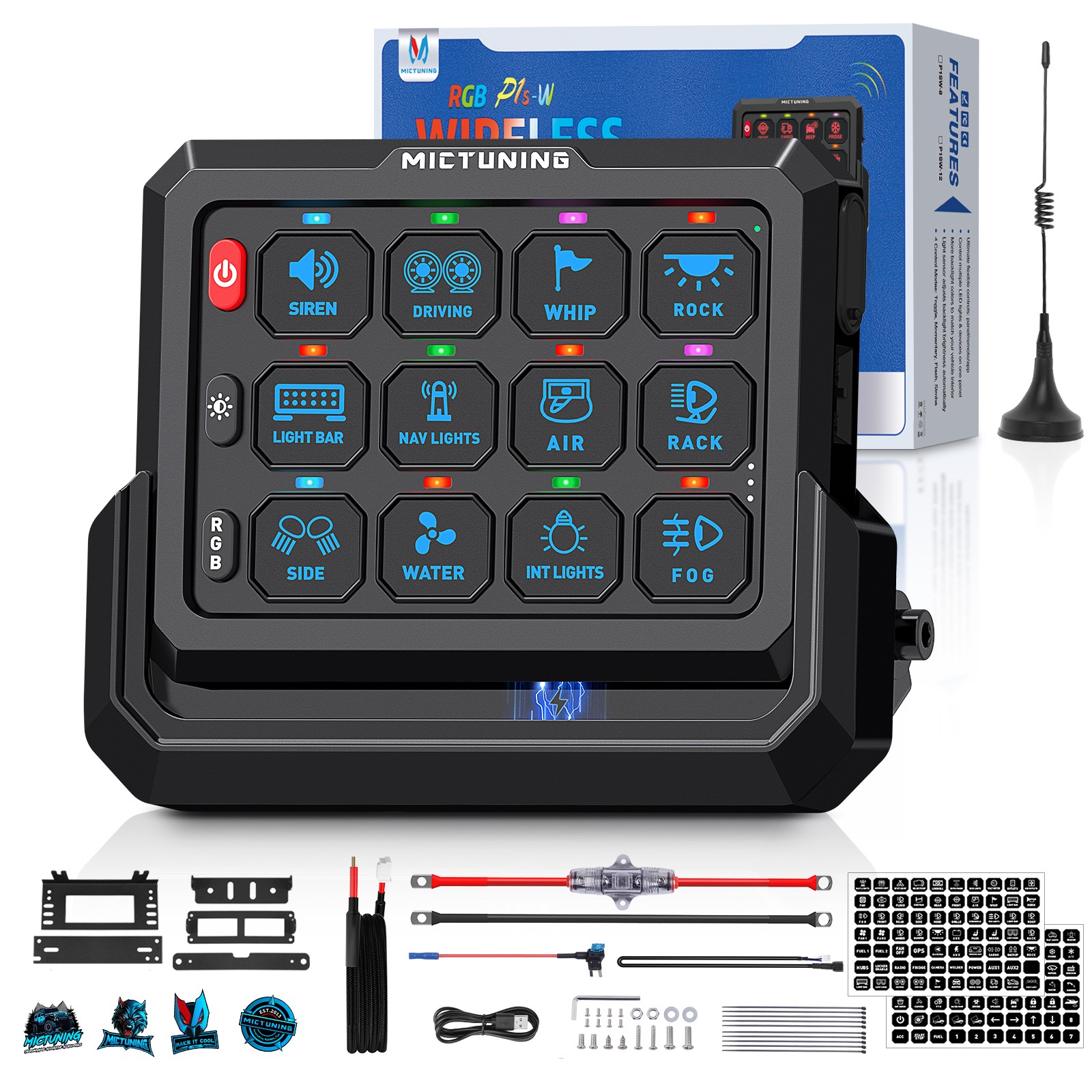 Wireless RGB Switch Panel Toggle Momentary Strobe 80A/60A Circuit Relay System