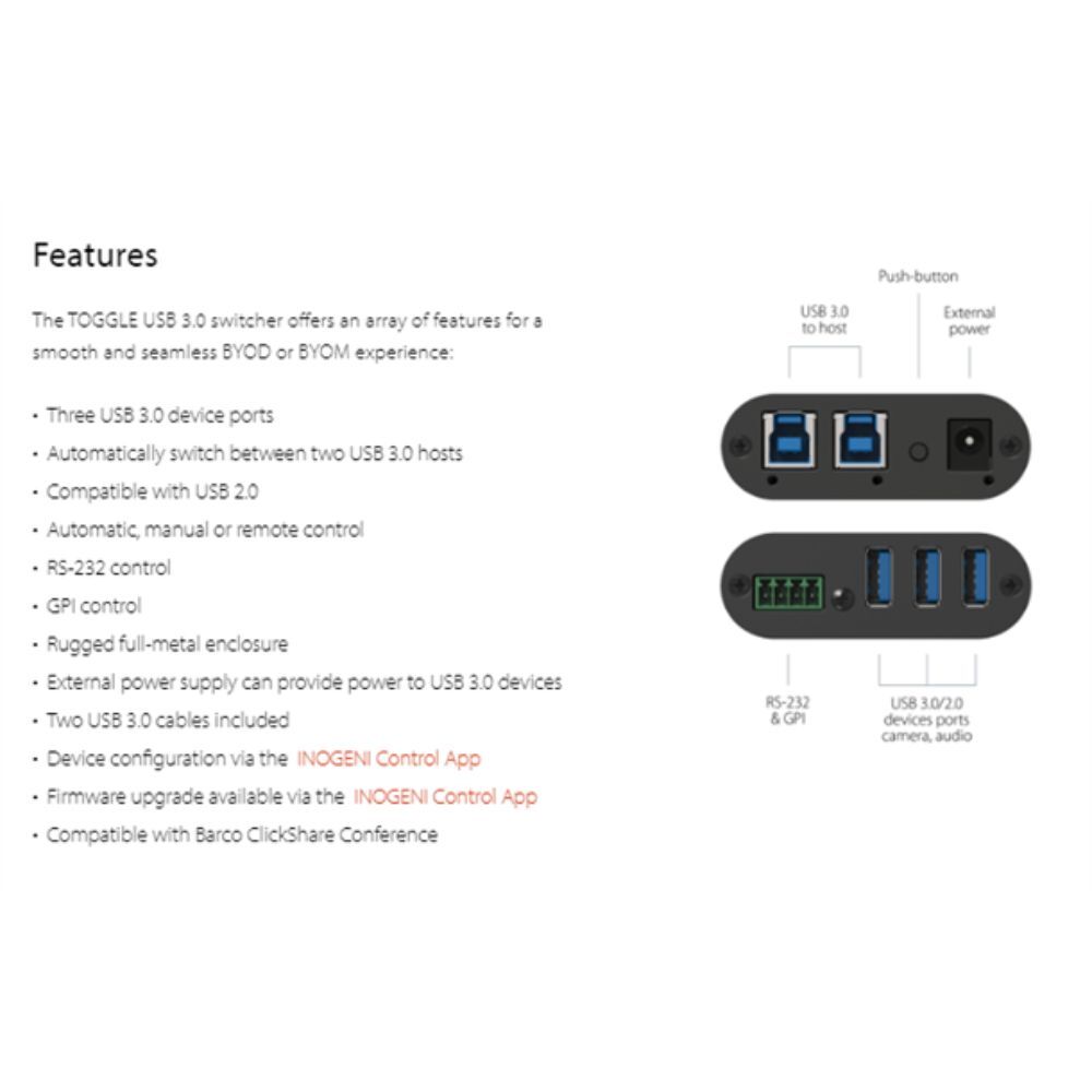 INOGENI’s TOGGLE USB 3.0 PRO AV switcher