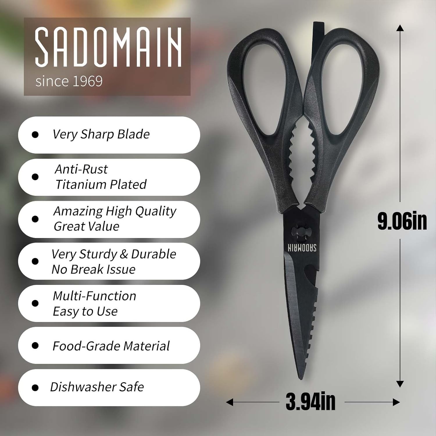 Kitchen Scissors All Purpose, Extra Sharp Kitchen Shears with Knife Sharpener