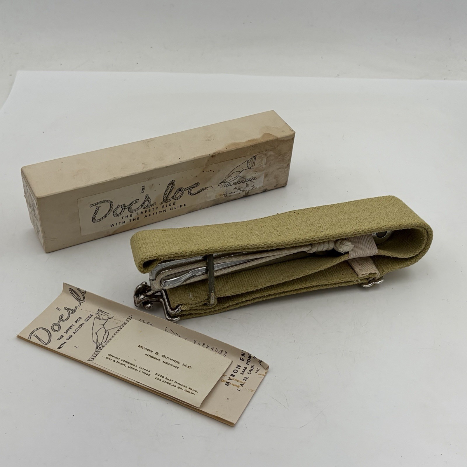 VTG 1940-50s Doc's Loc Traction Device Canvas Metal Military use? Rare W/ Box