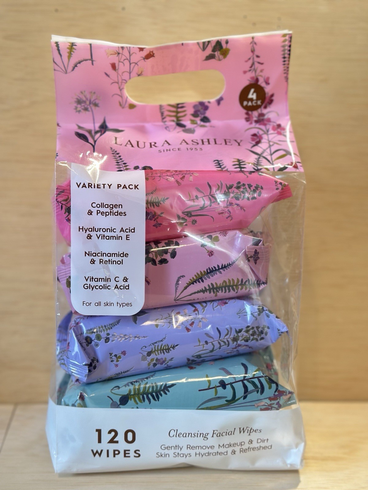 Laura Ashley Variety Pack Makeup & Dirt Remover Cleansing Facial Wipes 120ct