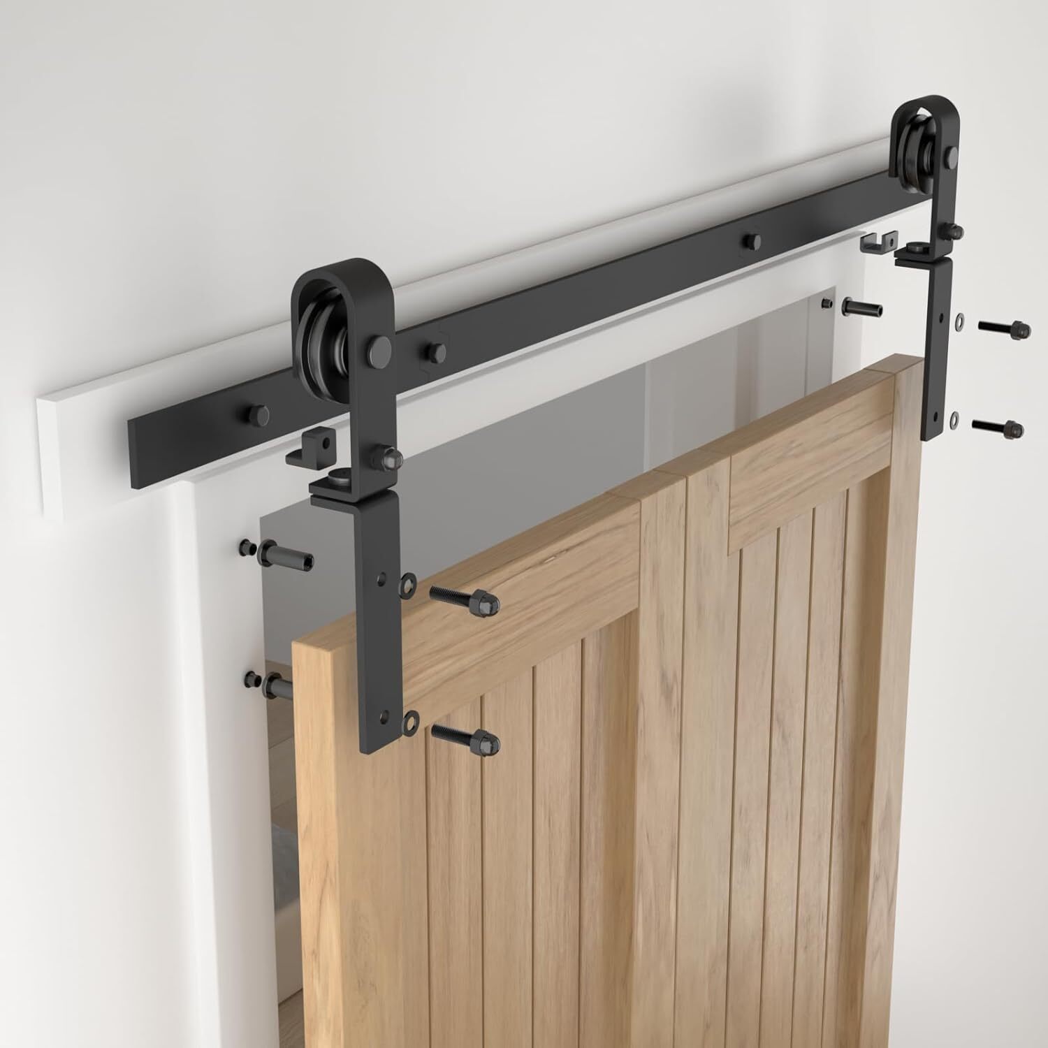 36'' Bifolding Sliding Barn Door Hardware Kit Combination Track- Smooth Quiet