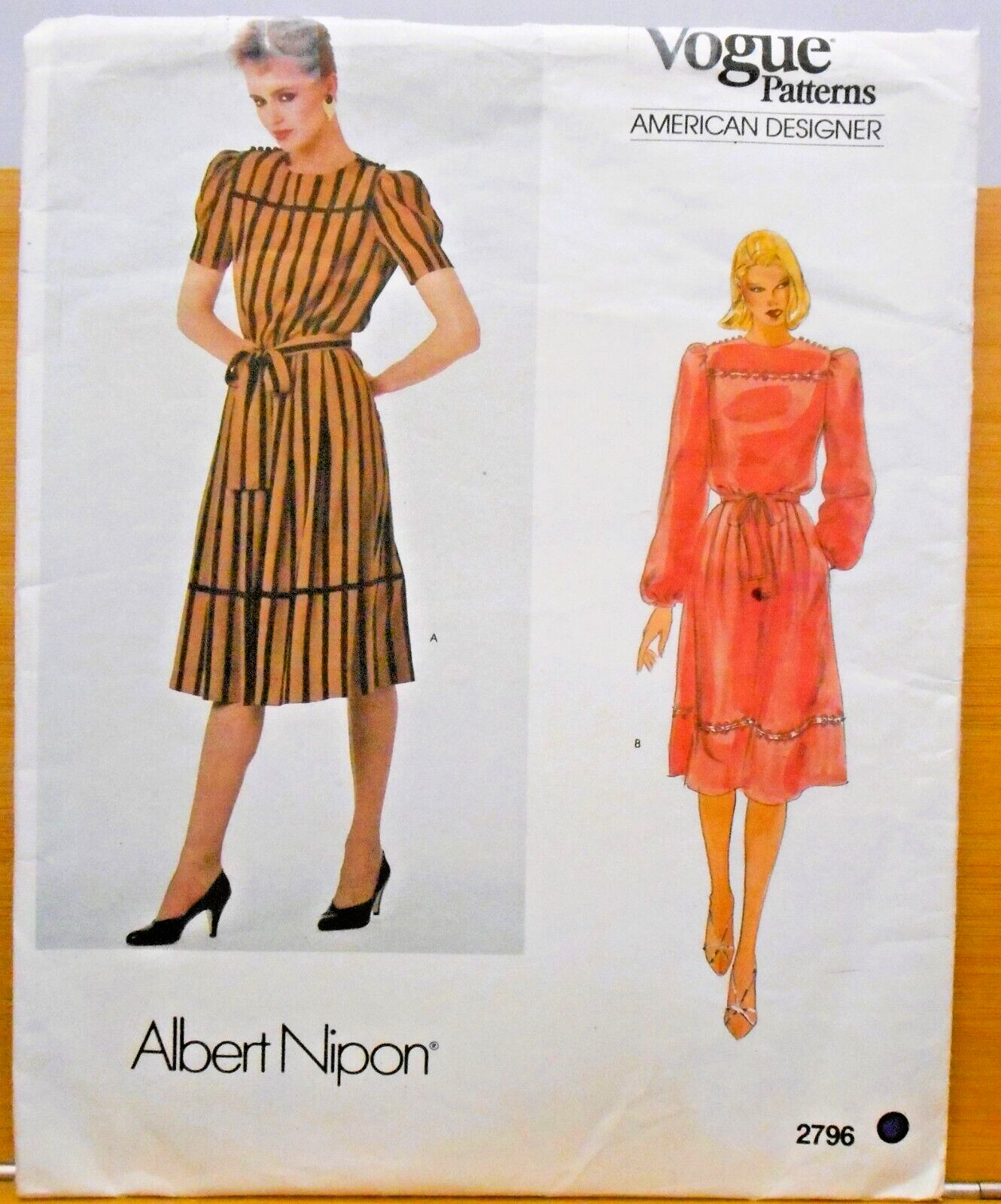 Vintage Vogue Pattern 2796 American Designer Albert Nipon Sz 6 Dress Uncut FF