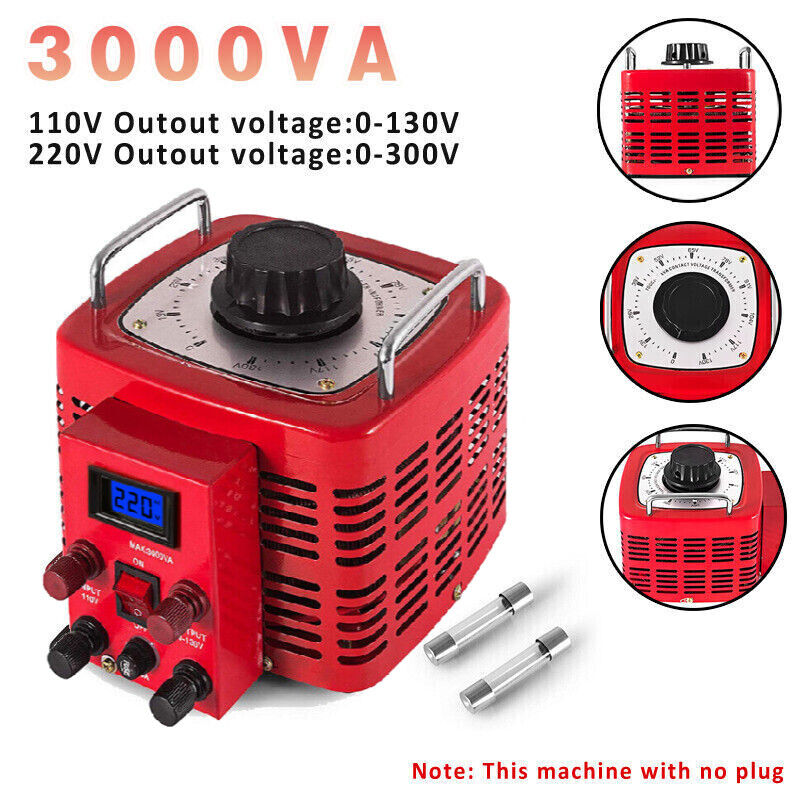 3KVA 110/220V Variac Variable Voltage Regulator Metered 0-130V/0-300V Adjustable