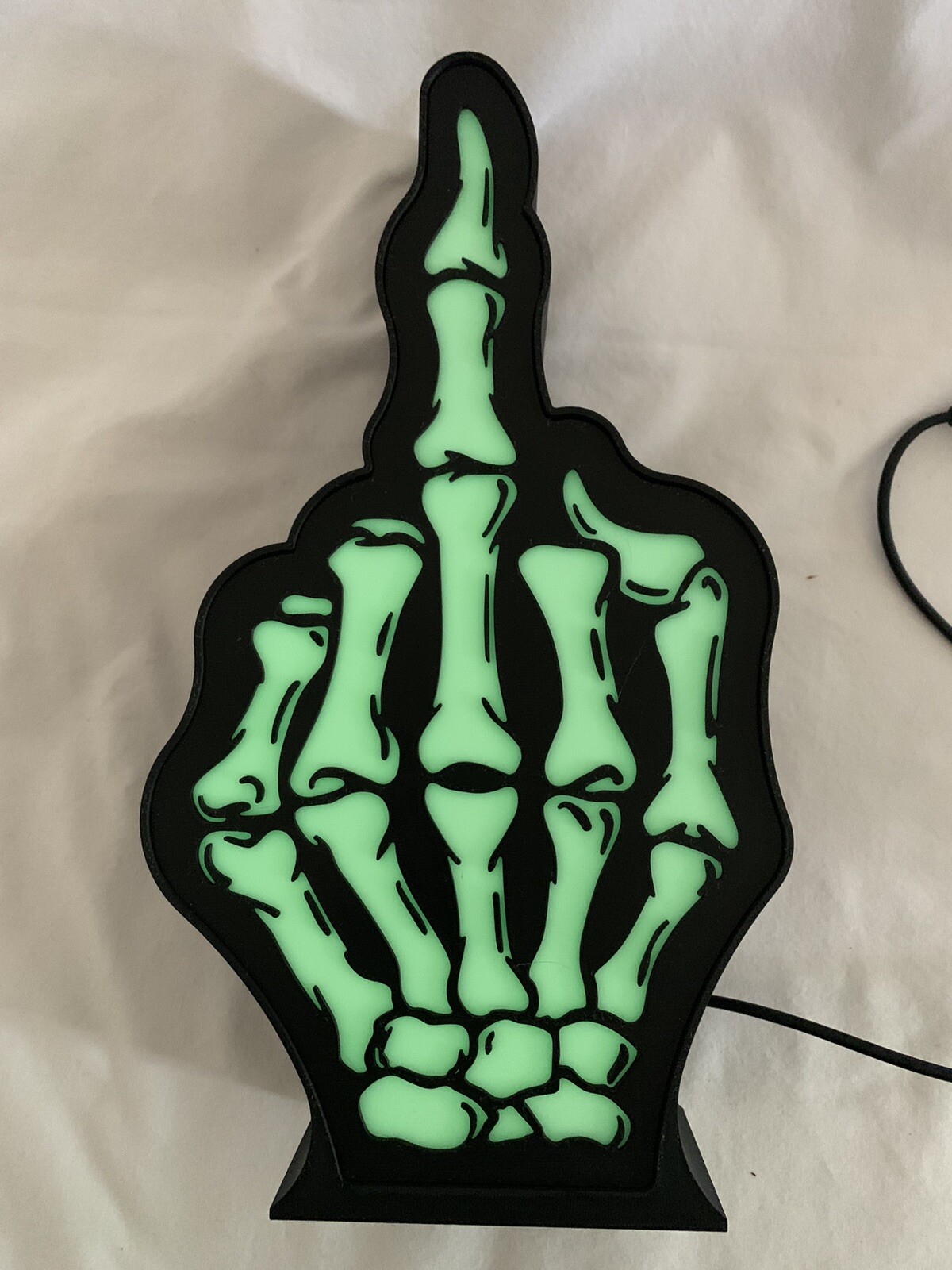 3D Printed MIDDLE FINGER “FLIPPING THE BIRD” LIGHT BOX LED SKELETON HAND