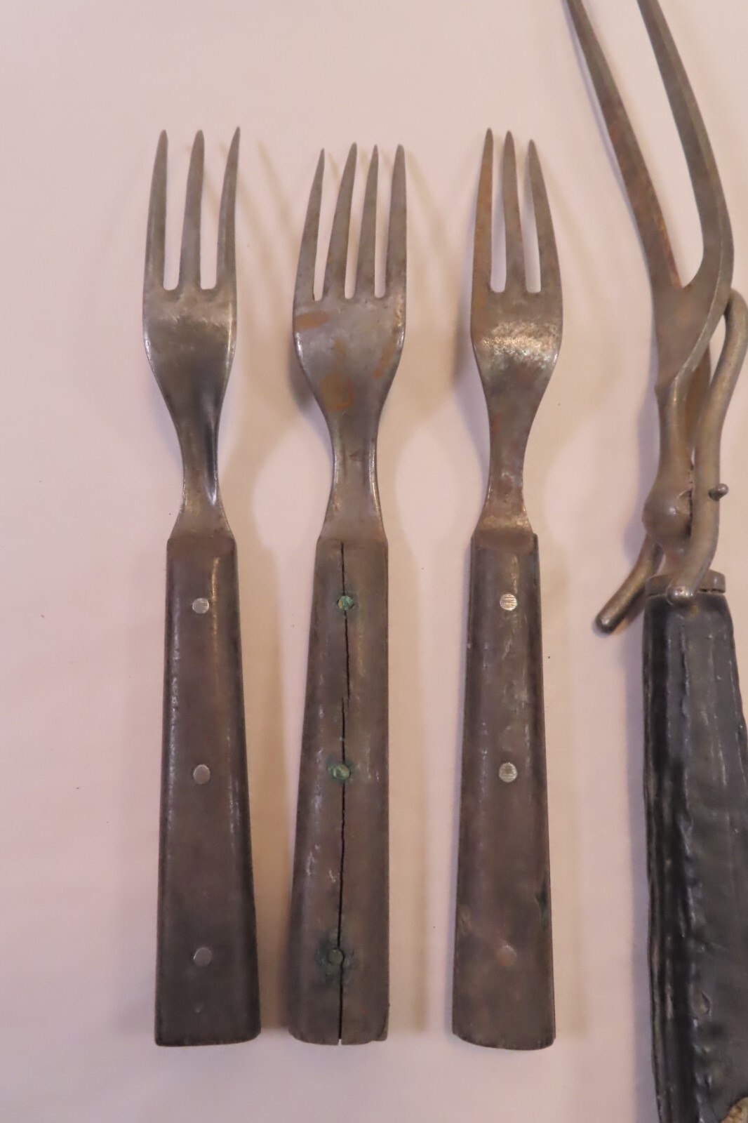Antique Civil War Era Carving Fork and (6) Dinner Forks